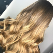 Girls curly long blond hair